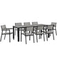 Maine 9 Piece Outdoor Patio Dining Set by Modway| Brown Gray