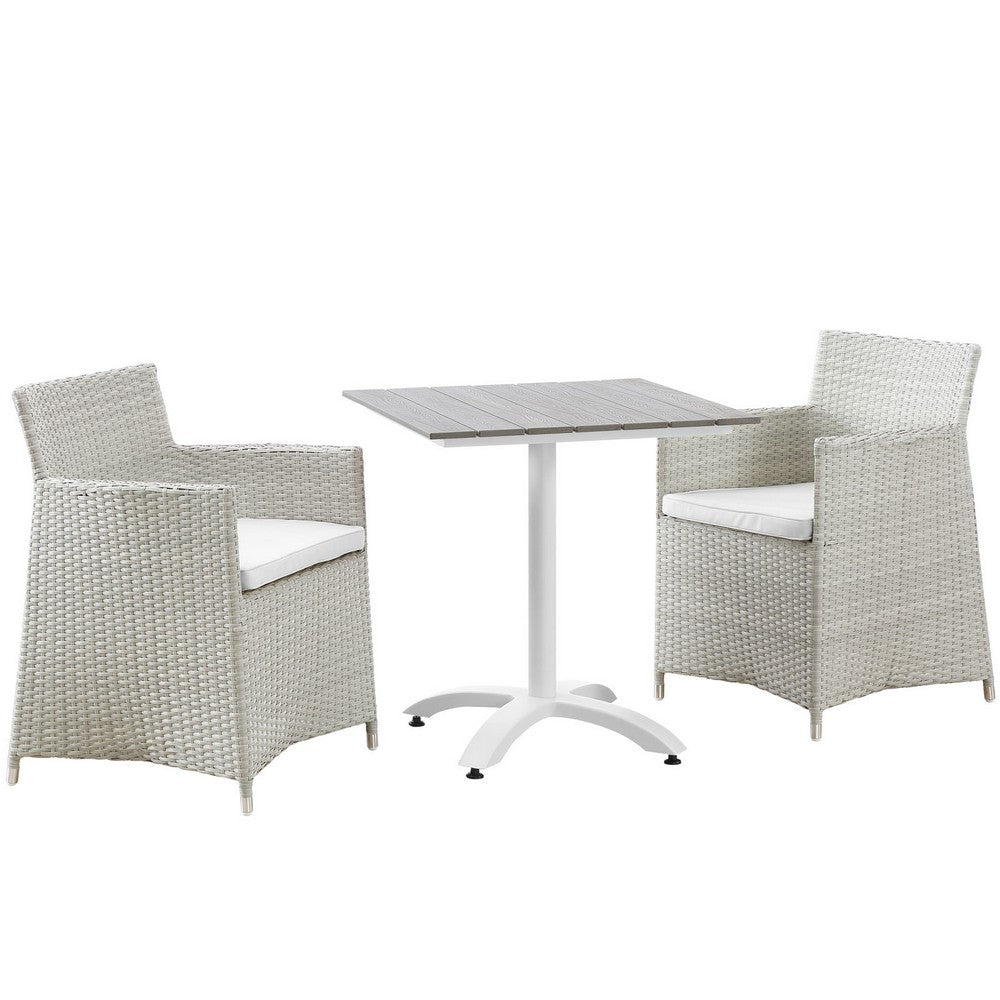 Junction 3 Piece Outdoor Patio Dining Set by Modway| Gray White