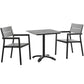 Modway Maine Aluminum 3-Piece Dining Set Outdoor Patio with 28" Dining Table and Two Dining Armchairs in Brown Gray