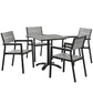 LexMod Maine Aluminum 5-Piece Outdoor Patio Dining Table and Chair Set in Brown Gray