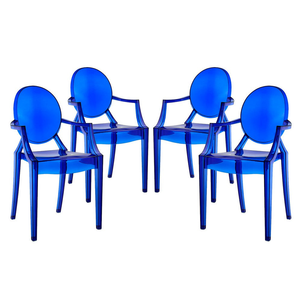 Casper Dining Armchairs Set of 4, Blue  - No Shipping Charges