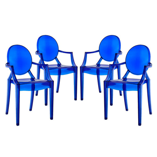 Casper Dining Armchairs Set of 4, Blue  - No Shipping Charges