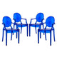 Modway Casper Modern Acrylic Stacking, Four Dining Armchairs, Blue
