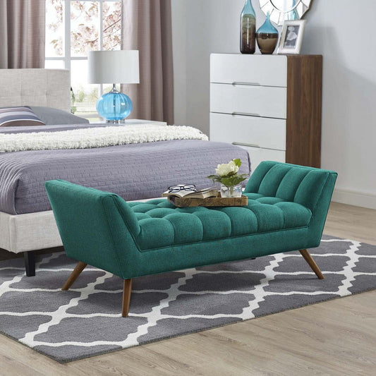 Response Medium Upholstered Fabric Bench, Teal