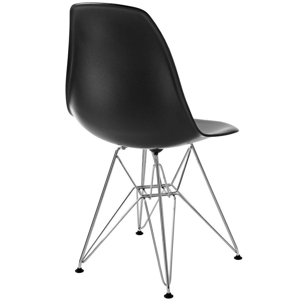 Modway Paris Mid-Century Modern Molded Plastic Steel Metal Base in Black One Dining Chair MDY-EEI-179-BLK