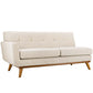 Modway Engage Right Arm Loveseat in Mid-Century Modern Upholstered Fabric Beige