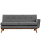 Modway Engage Right Arm Loveseat in Mid-Century Modern Upholstered Fabric Gray MDY-EEI-1792-DOR