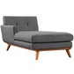 Modway Engage Mid-Century Modern Upholstered Fabric Left-Arm Chaise in Gray