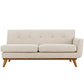 Modway Engage Left Arm Loveseat in Mid-Century Modern Upholstered Fabric Beige MDY-EEI-1795-BEI