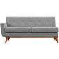 Modway Engage Left Arm Loveseat in Mid-Century Modern Upholstered Fabric Expectation Gray MDY-EEI-1795-GRY