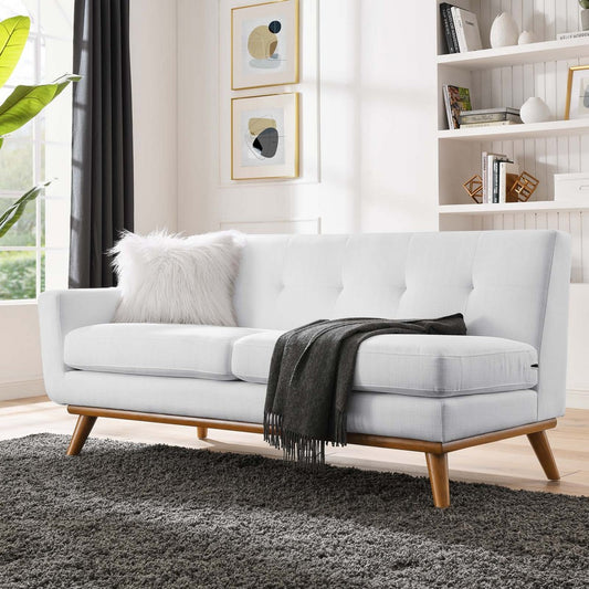 Engage Left-Arm Upholstered Fabric Loveseat by Modway| White