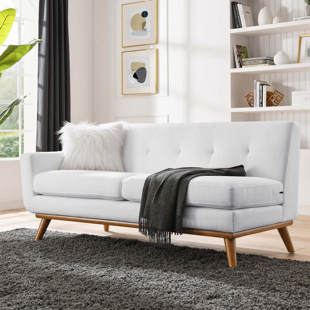 Engage Left-Arm Upholstered Fabric Loveseat by Modway| White