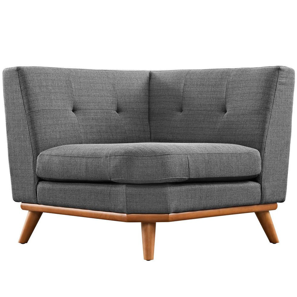 Modway Engage Corner Sofa in Mid-Century Modern Upholstered Fabric Gray