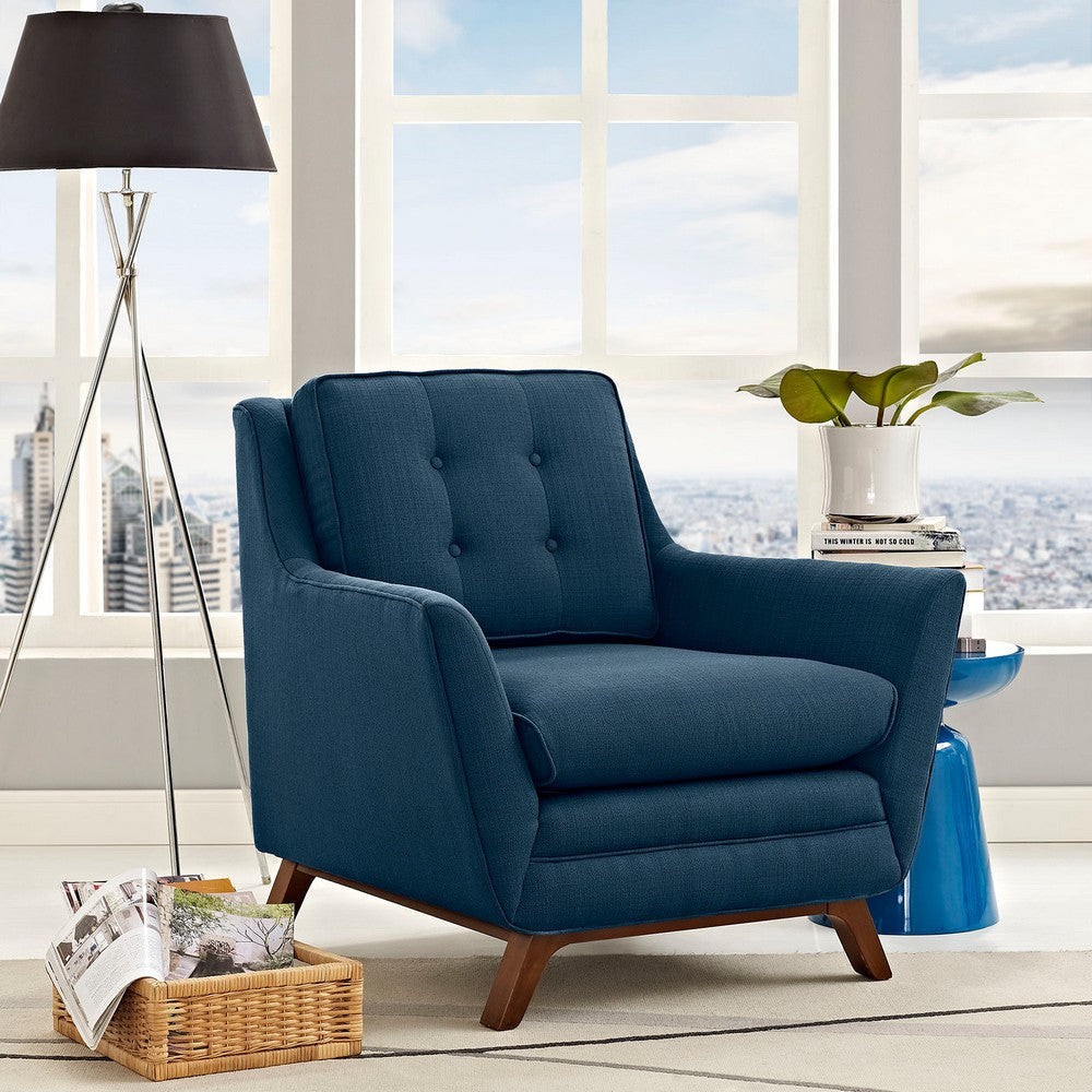 Modway Beguile Mid-Century Modern Accent Arm Lounge Chair with Upholstered Fabric in Azure MDY-EEI-1798-AZU