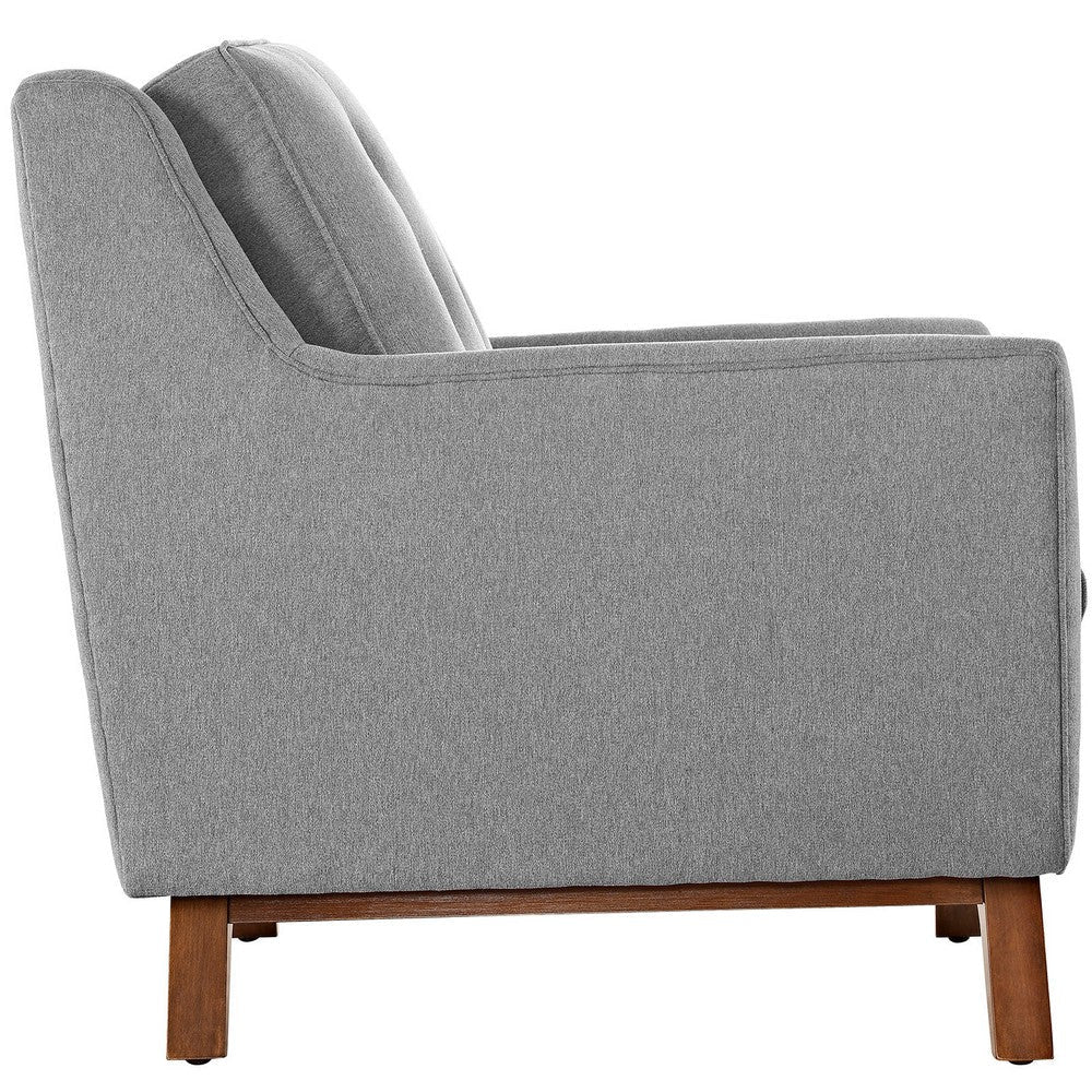 Modway Beguile Mid-Century Modern Loveseat with Upholstered Expectation Gray Fabric MDY-EEI-1799-GRY