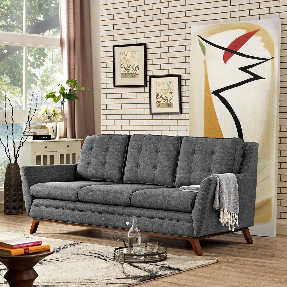 Modway Beguile Mid-Century Modern Sofa With Upholstered Fabric In Gray MDY-EEI-1800-DOR