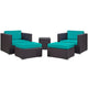 Convene 5 Piece Outdoor Patio Sectional Set by Modway| Espresso Turquoise