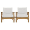 Marina 2 Piece Outdoor Patio Teak Sofa Set Natural White Size: 32.5’Lx45’Wx31.5’H - No Shipping Charges MDY-EEI-1819-NAT-WHI-SET