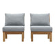 Modway EEI-1821-NAT-GRY-SET Marina Premium Grade A Teak Wood Outdoor Patio, Two Armless Chairs, Natural Gray