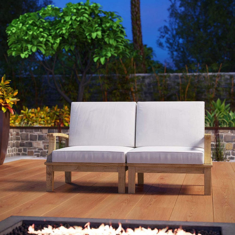Modway EEI-1822-NAT-WHI-SET Marina Premium Grade A Teak Wood Outdoor Patio Furniture Set, 2 Piece, Natural White