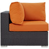 Modway Convene Wicker Rattan Outdoor Patio Sectional Sofa Corner Seat in Espresso Orange MDY-EEI-1840-EXP-ORA