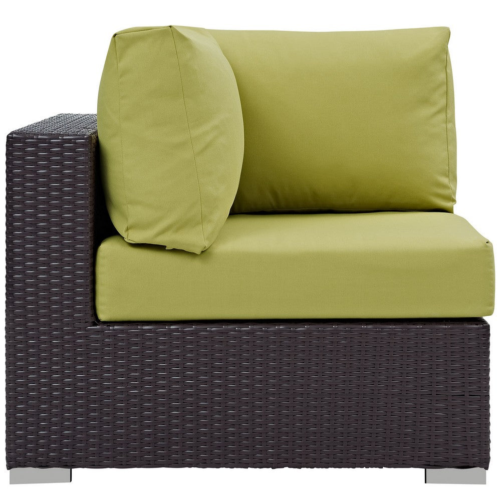 Convene Outdoor Patio Corner by Modway| Espresso Peridot