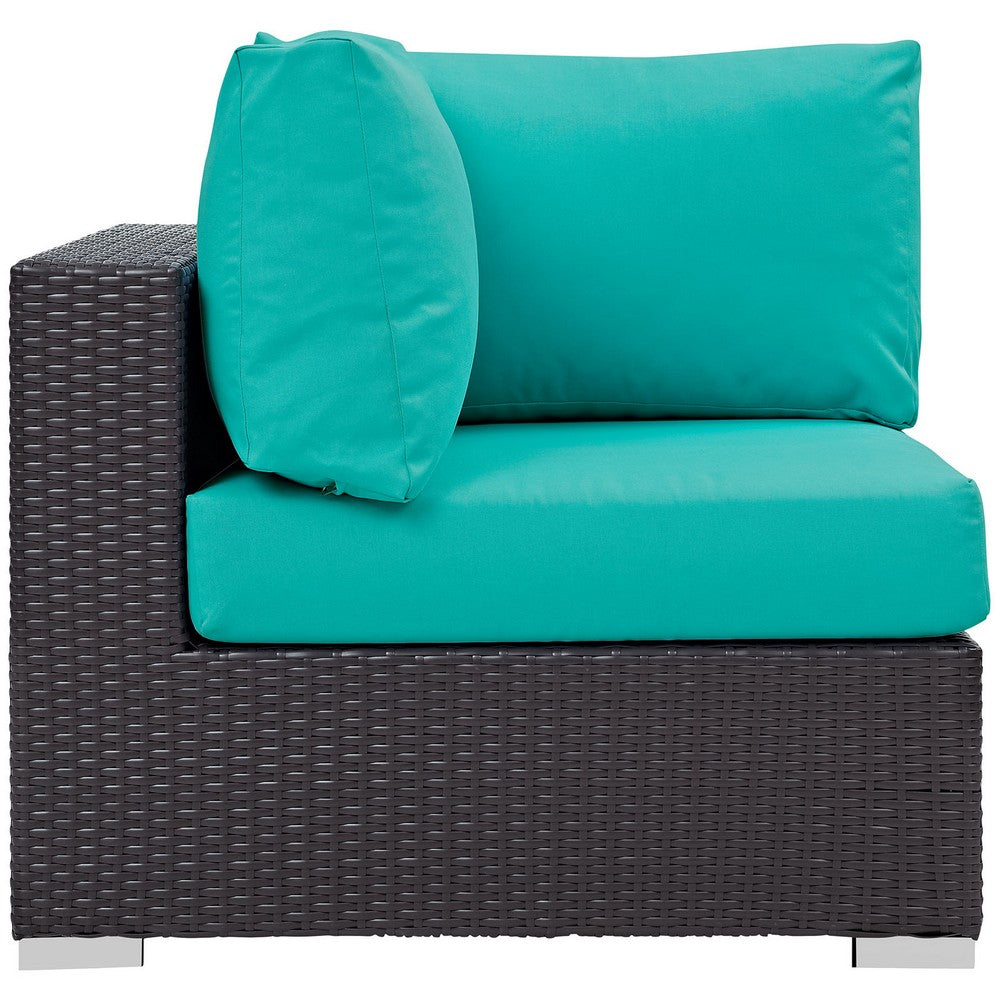 Convene Outdoor Patio Corner by Modway| Espresso Turquoise