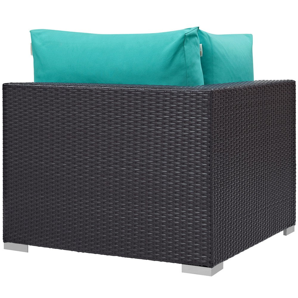Convene Outdoor Patio Corner by Modway| Espresso Turquoise