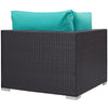 Modway Convene Wicker Rattan Outdoor Patio Sectional Sofa Corner Seat in Espresso Turquoise MDY-EEI-1840-EXP-TRQ