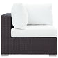 Modway Convene Wicker Rattan Outdoor Patio Sectional Sofa Corner Seat in Espresso White MDY-EEI-1840-EXP-WHI