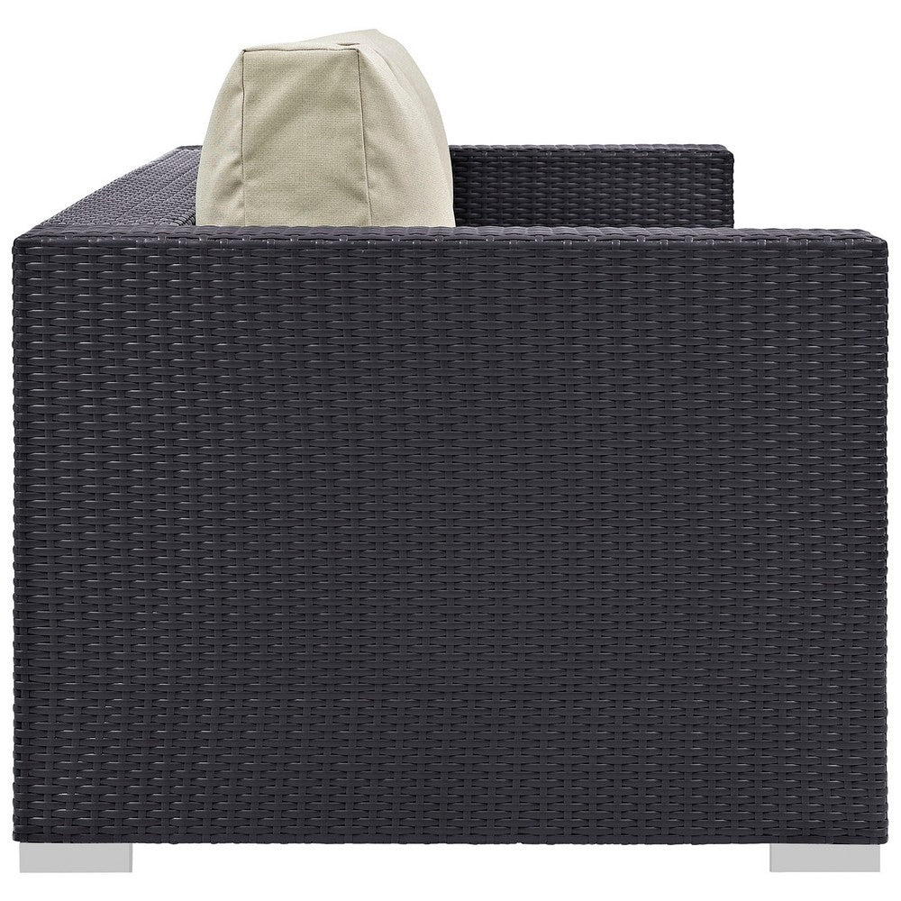 Convene Outdoor Patio Sofa by Modway| Espresso Beige