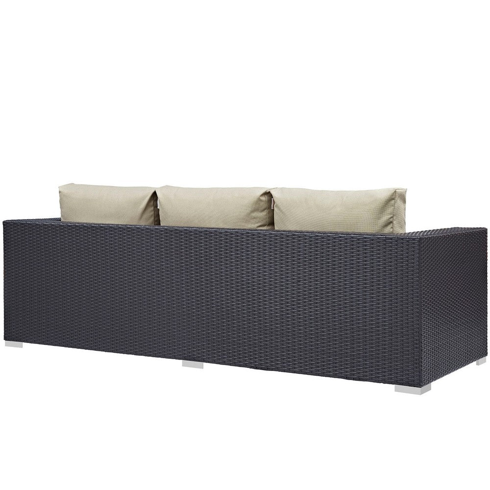 Convene Outdoor Patio Sofa by Modway| Espresso Beige