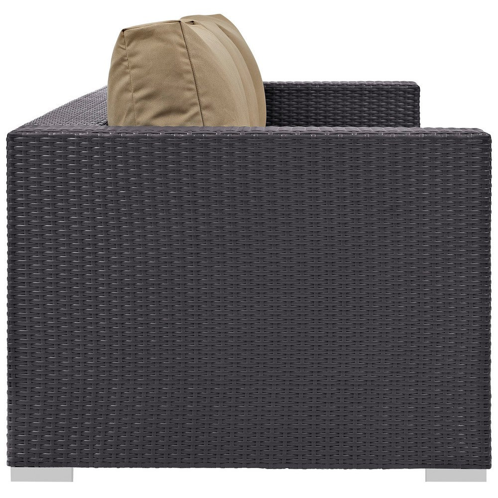 Convene Outdoor Patio Sofa by Modway| Espresso Mocha