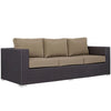 Modway Convene Wicker Rattan Outdoor Patio Sofa with Cushions in Espresso Mocha