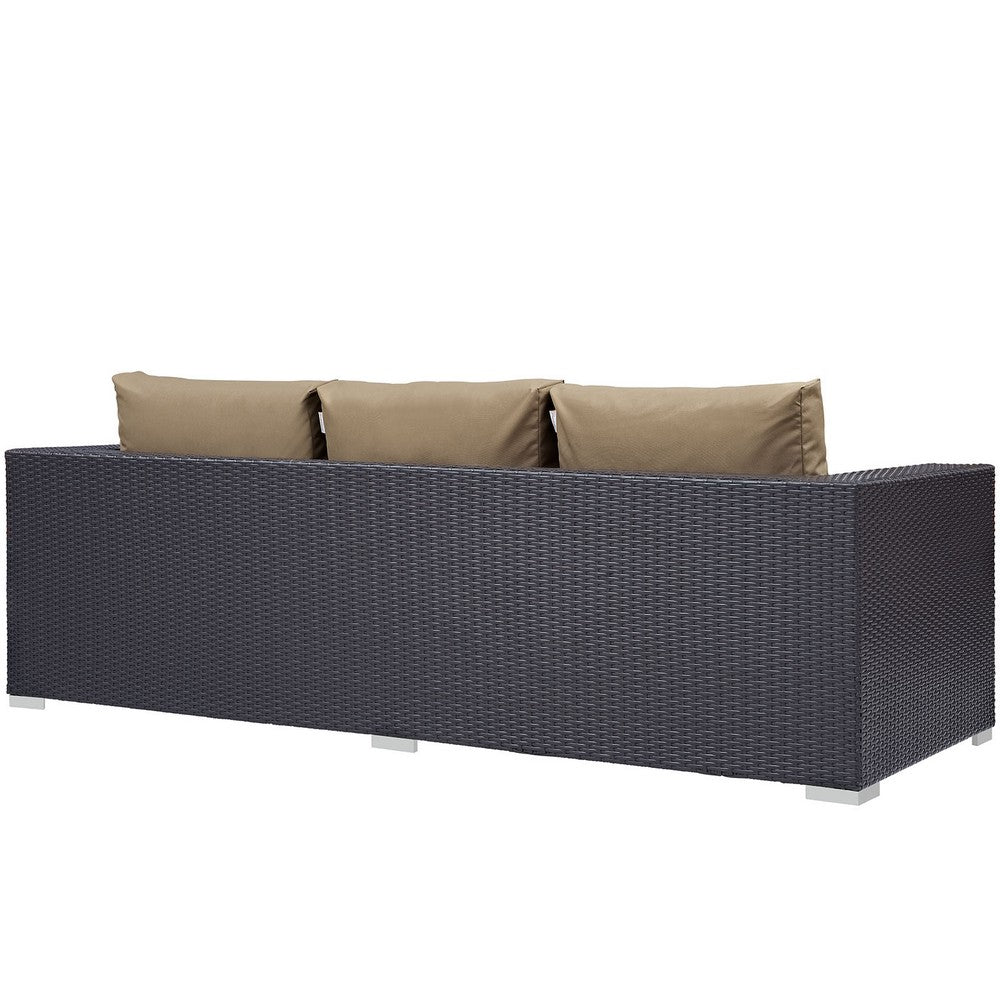 Convene Outdoor Patio Sofa by Modway| Espresso Mocha