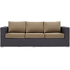 Modway Convene Wicker Rattan Outdoor Patio Sofa with Cushions in Espresso Mocha MDY-EEI-1844-EXP-MOC