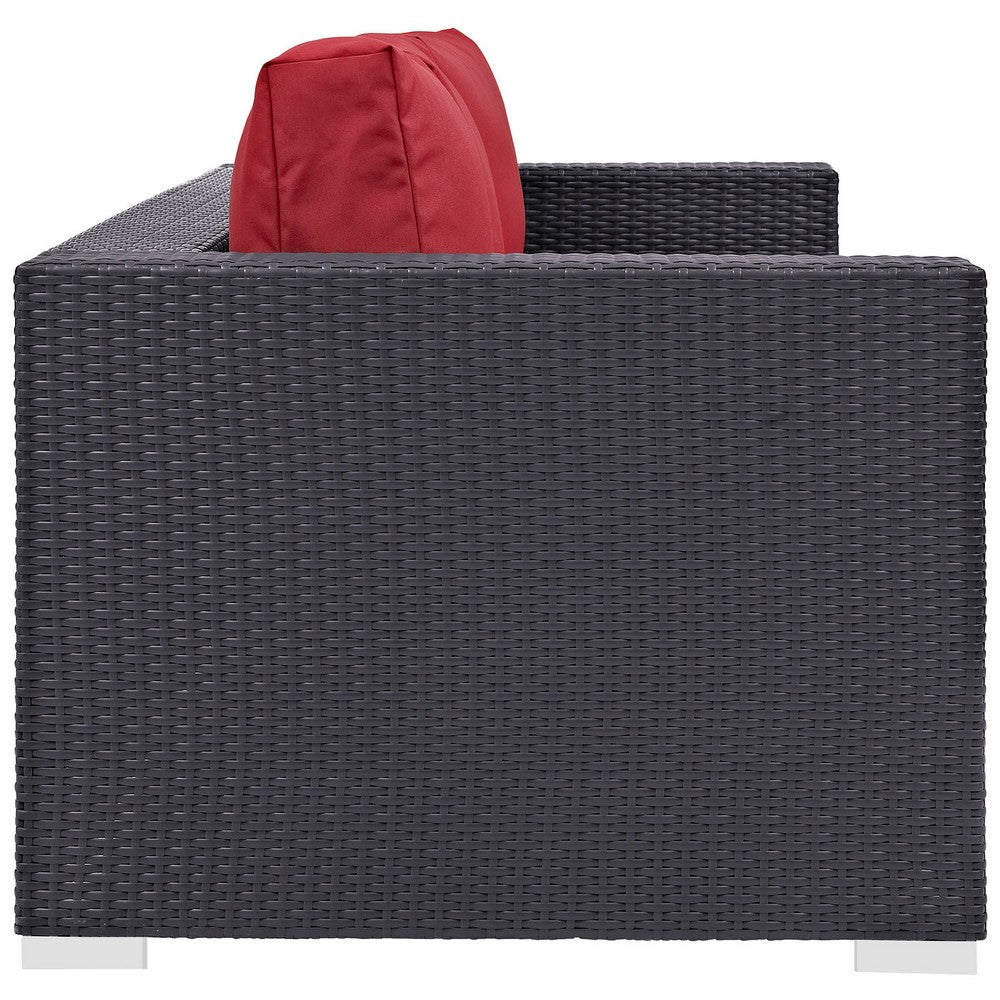 Convene Outdoor Patio Sofa by Modway| Espresso Red