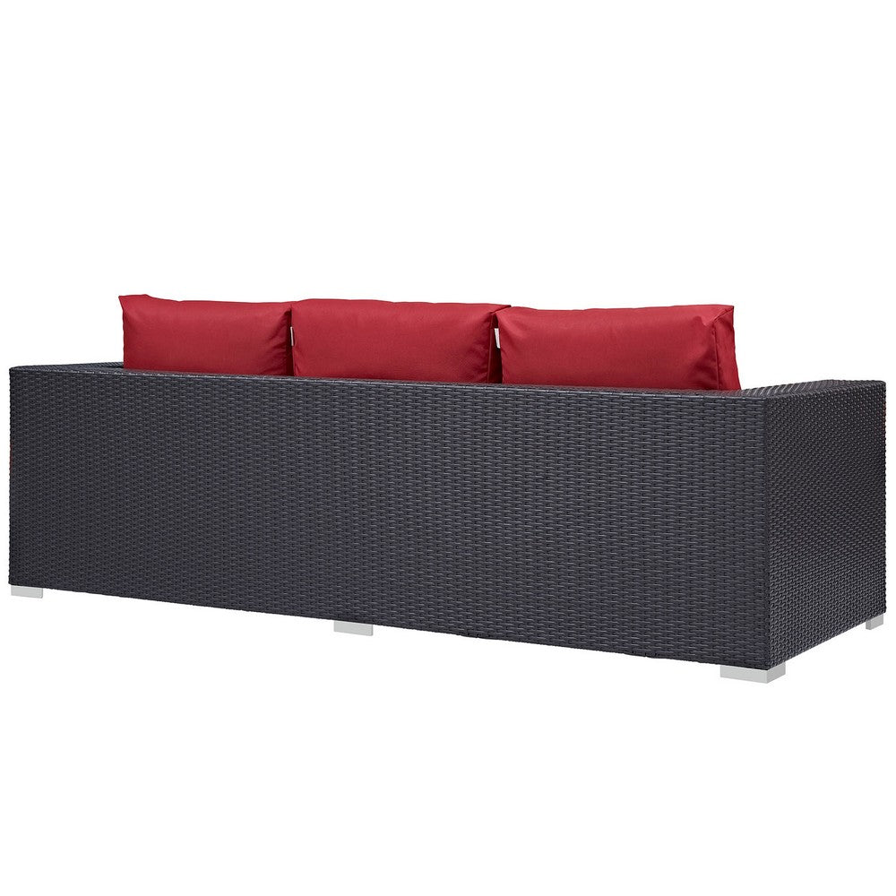 Convene Outdoor Patio Sofa by Modway| Espresso Red