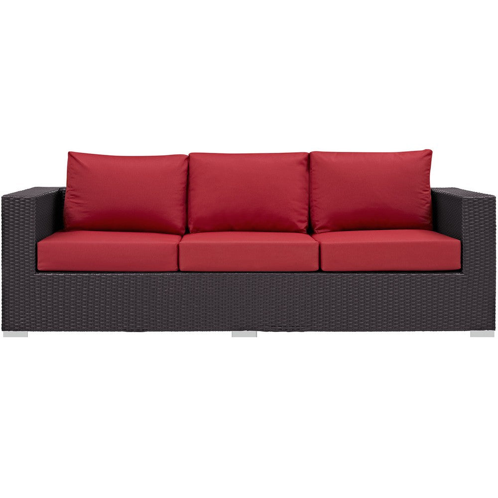 Convene Outdoor Patio Sofa by Modway| Espresso Red