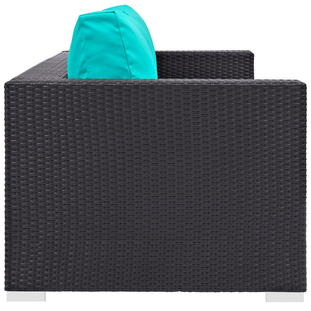 Convene Outdoor Patio Sofa by Modway| Espresso Turquoise