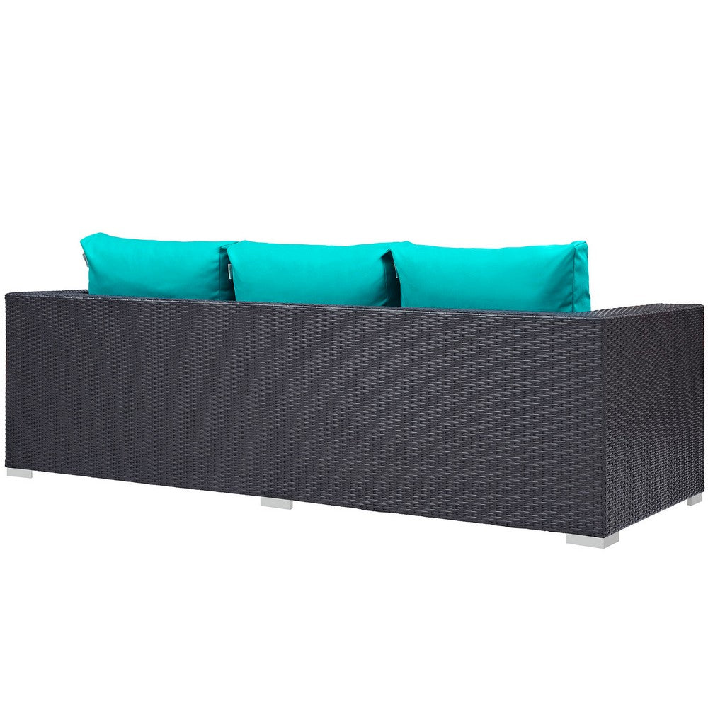 Convene Outdoor Patio Sofa by Modway| Espresso Turquoise