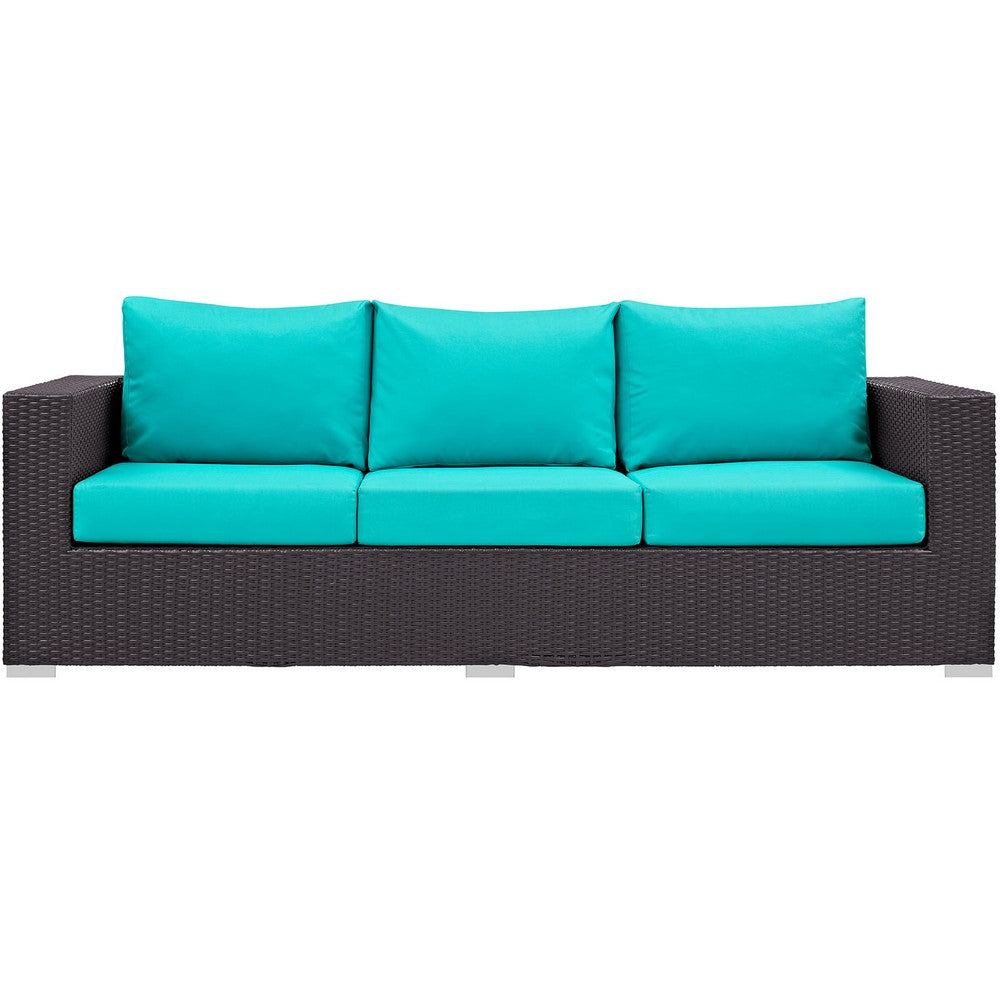 Convene Outdoor Patio Sofa by Modway| Espresso Turquoise
