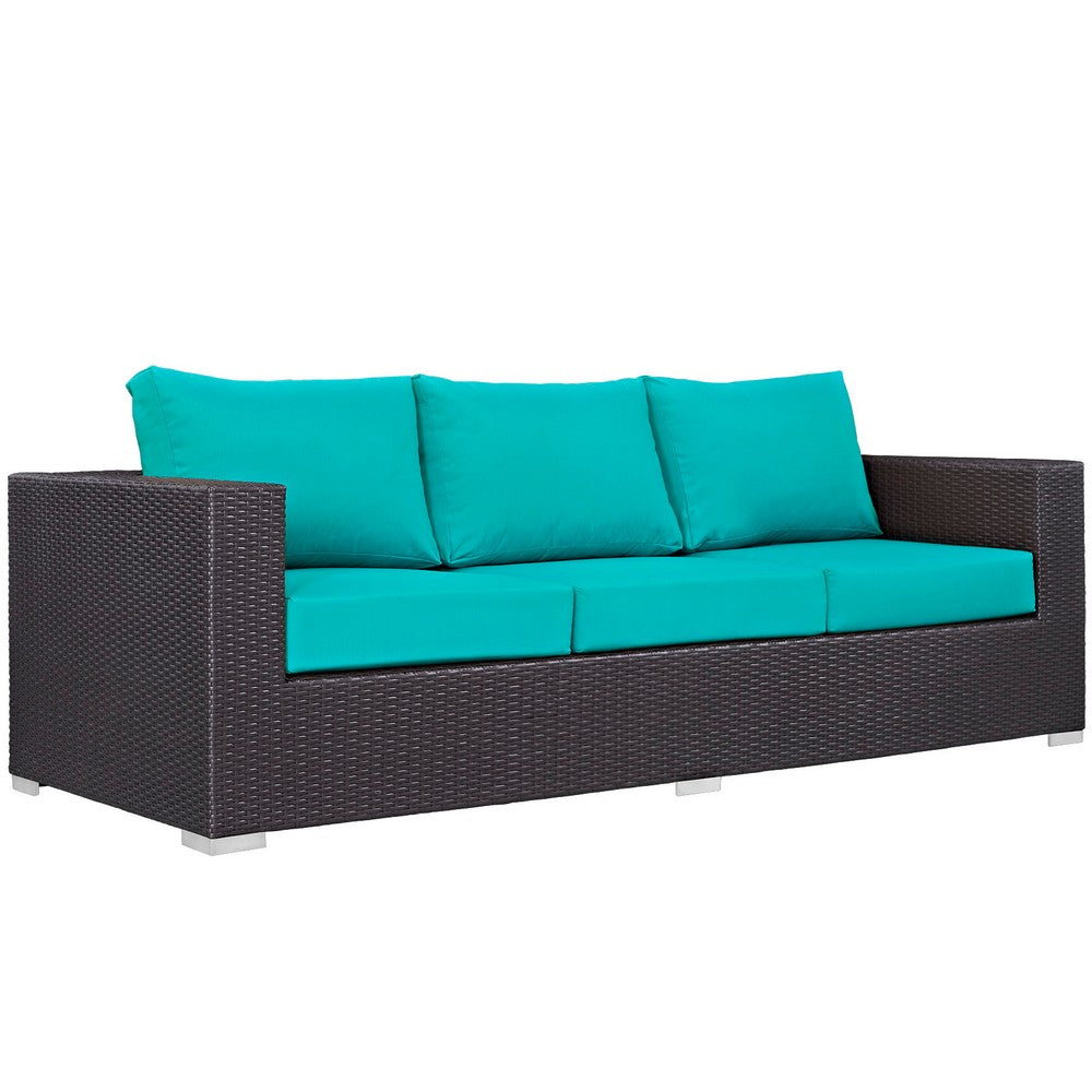 Convene Outdoor Patio Sofa by Modway| Espresso Turquoise