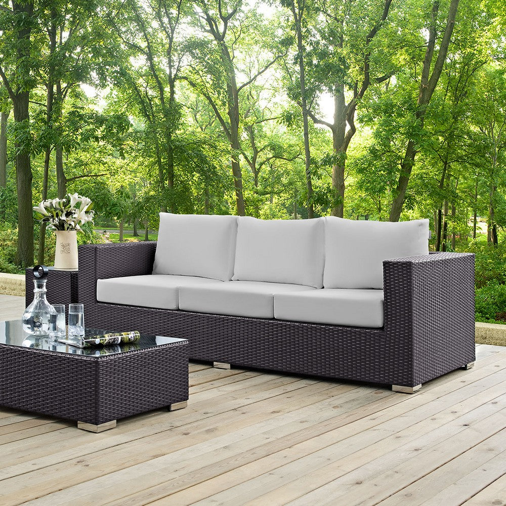 Convene Outdoor Patio Sofa by Modway| Espresso White