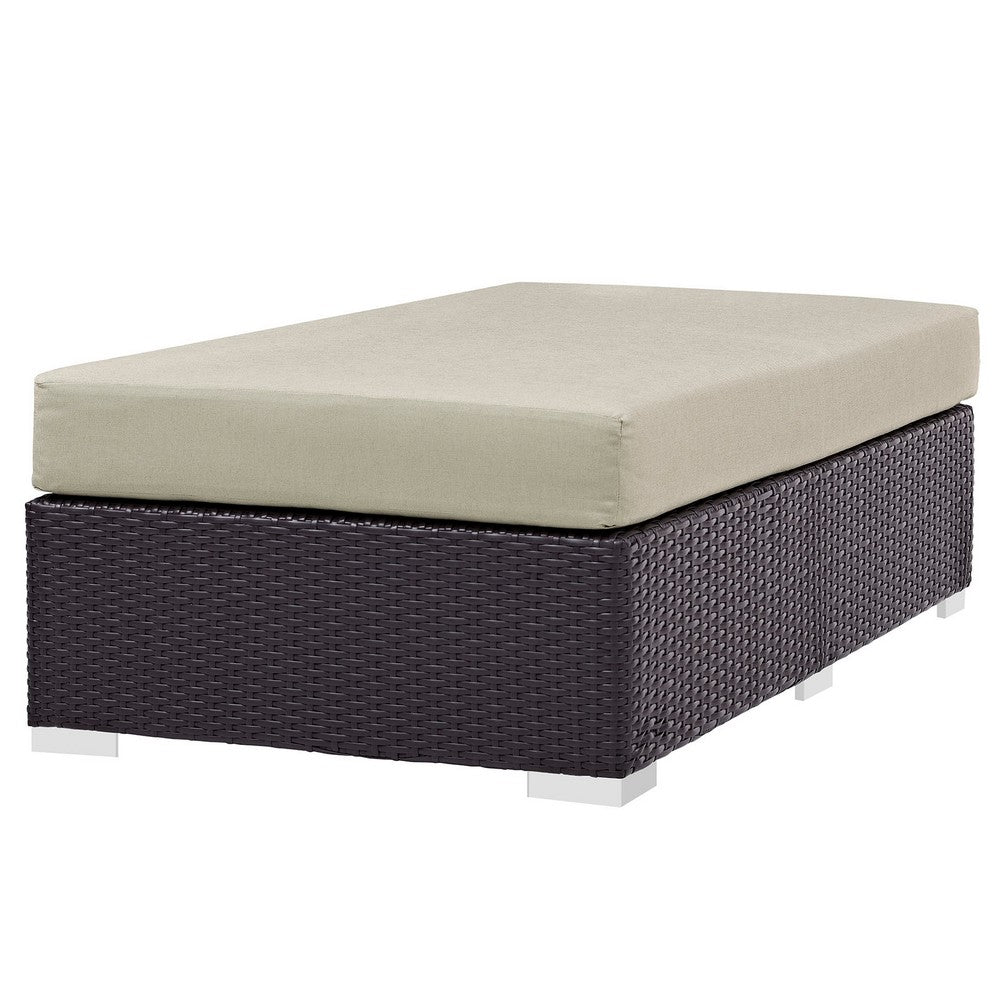 Beige Convene Outdoor Patio Fabric Rectangle Ottoman  - No Shipping Charges