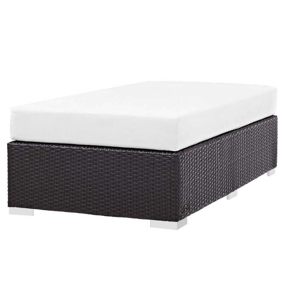 White Convene Outdoor Patio Fabric Rectangle Ottoman  - No Shipping Charges