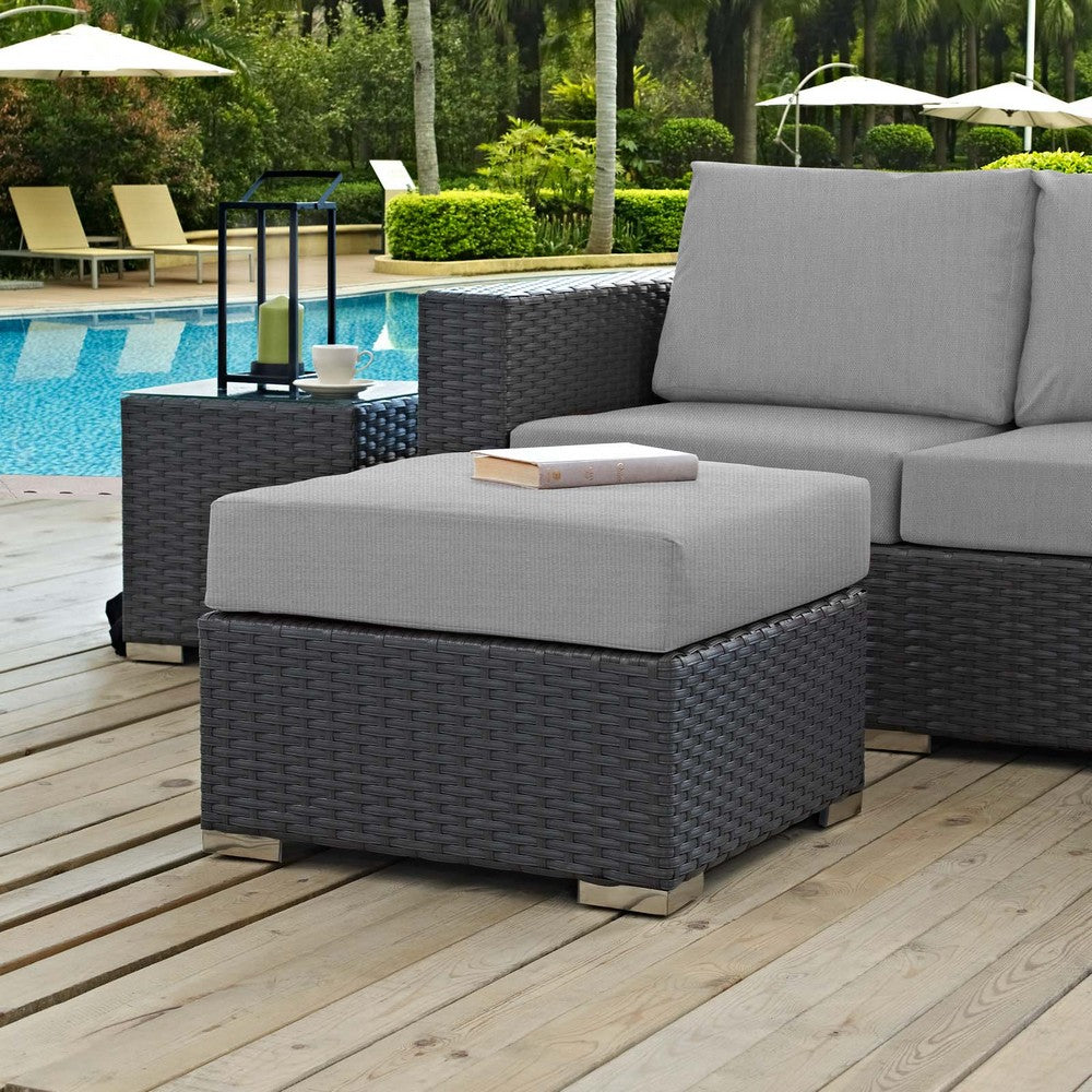 Sojourn Outdoor Patio Sunbrella® Ottoman by Modway| Canvas Gray