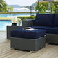 Canvas Navy Sojourn Outdoor Patio Sunbrella Ottoman - No Shipping Charges