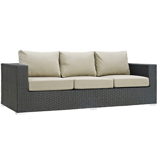 Sojourn Outdoor Patio Sunbrella® Sofa by Modway| Canvas Antique Beige