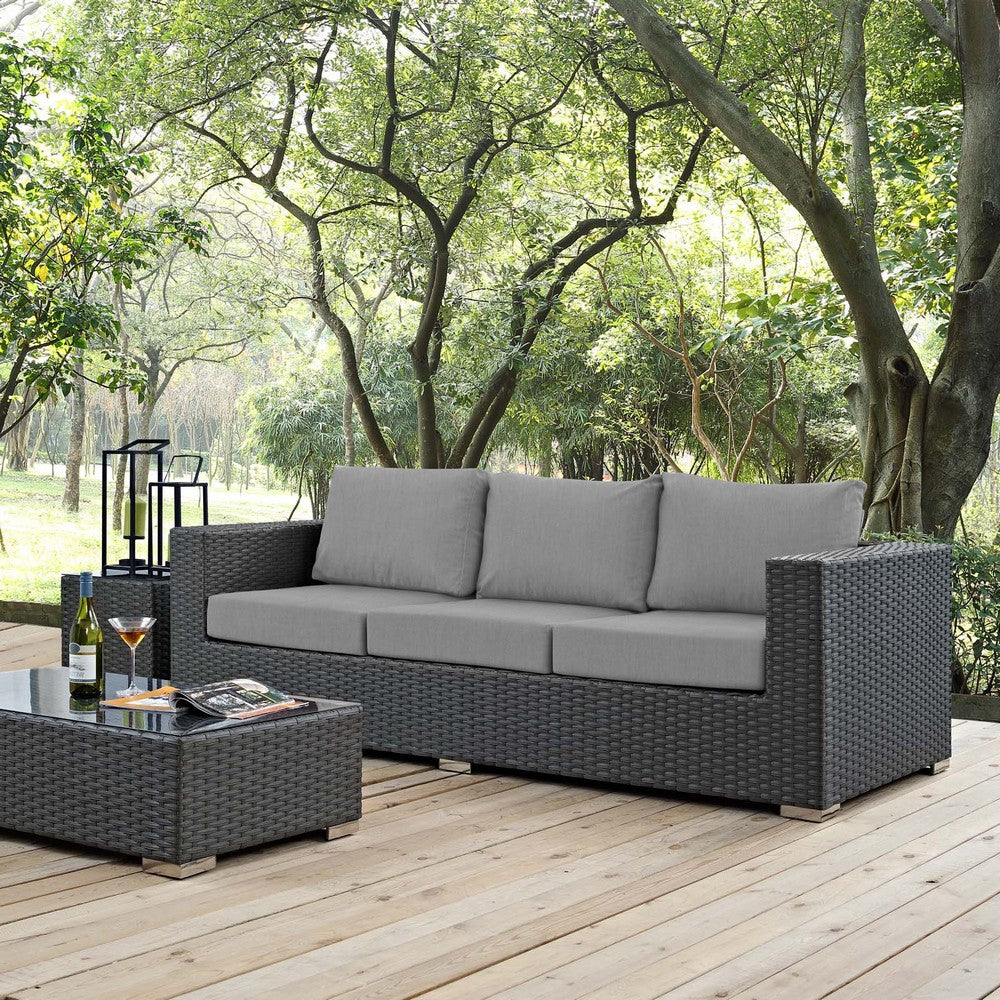 Sojourn Outdoor Patio Sunbrella® Sofa by Modway| Canvas Gray